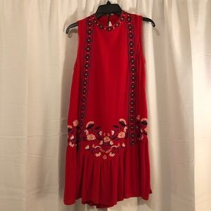 Red embroidered dress